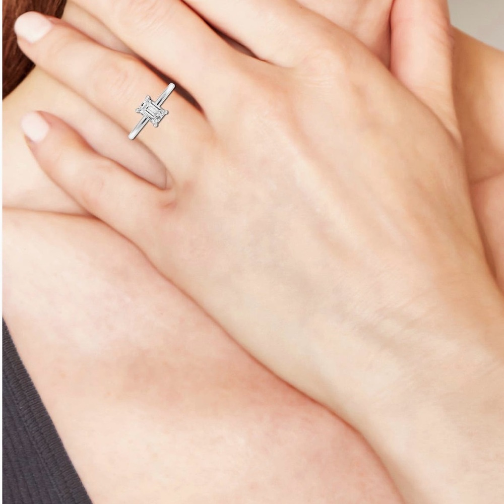 Badgley Mischka Emerald cut lab Created Diamond 1.00 ctw - Picture 5 of 15